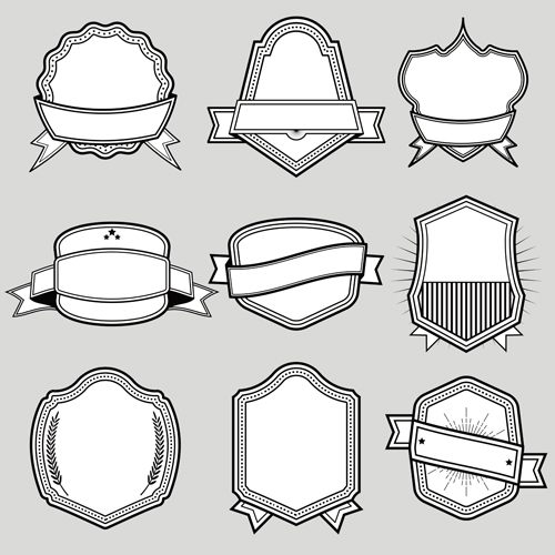 Black with white blank labels vector set 07 labels blank black   