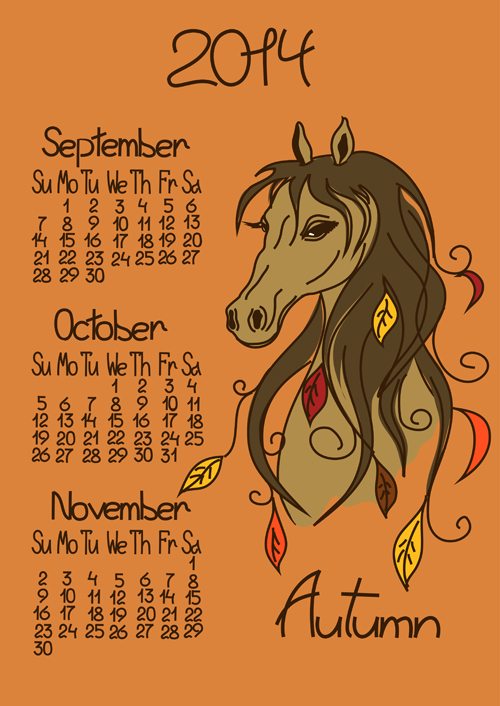 Calendar 2014 Horse Year vector 01 year calendar 2014   