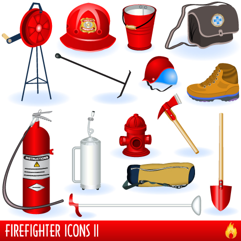 Firefighter and Firefighting tool design vector 01 tool Firefighting Firefighter   