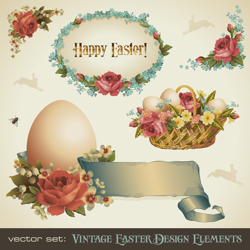 Vintage Easter decorate Illustration vector 01 vintage illustration easter decorate   