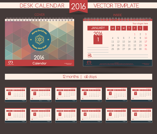 2016 New year desk calendar vector material 106 year new material desk calendar 2016   