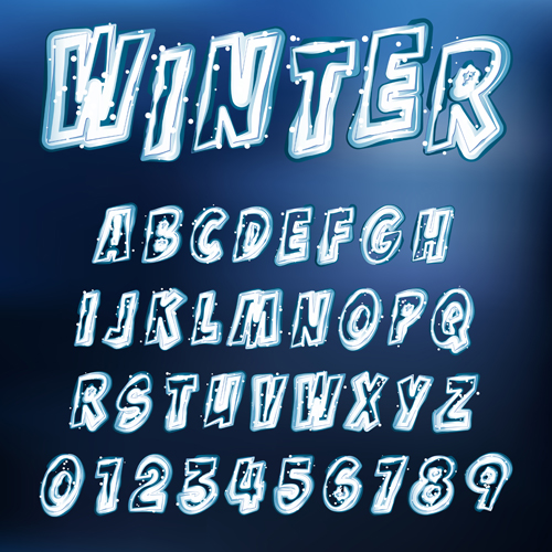 Ice alphabet and number vector material 03 number material ice alphabet   