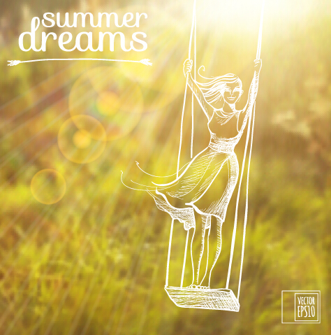 Elegant summer dreams vector background art 01 Vector Background summer elegant dreams dream background   