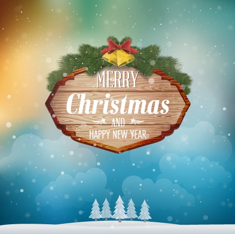 Wooden christmas label and winter background vector 01 wooden winter christmas background vector background   