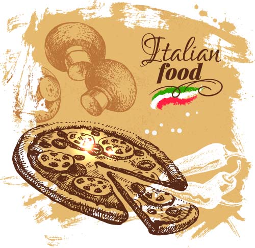 Hand drawn Italian food design vector material 03 material italian hand food drawn design   