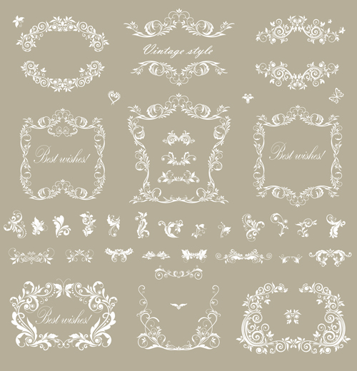 Elegant floral frame with ornament elements vector 01 ornament floral frame floral elements element elegant   