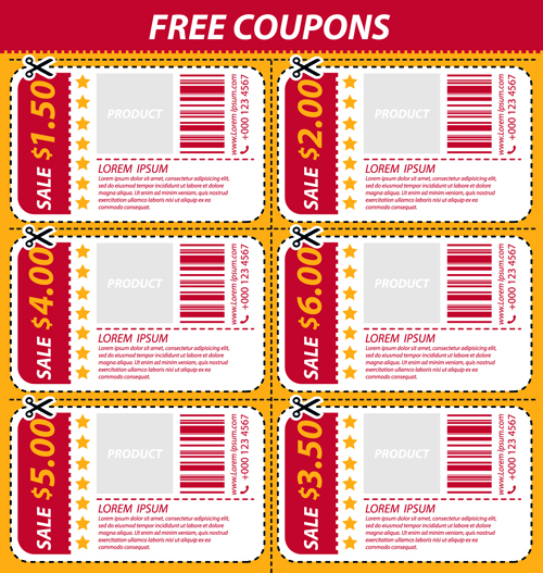 Vector set of coupon offer template 05 template offer coupon   