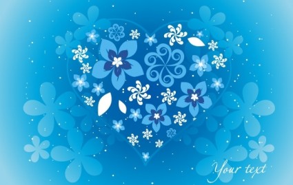 Blue Floral Heart 02 vector white Valentine Shape illustration heart flowers floral element design card blue   