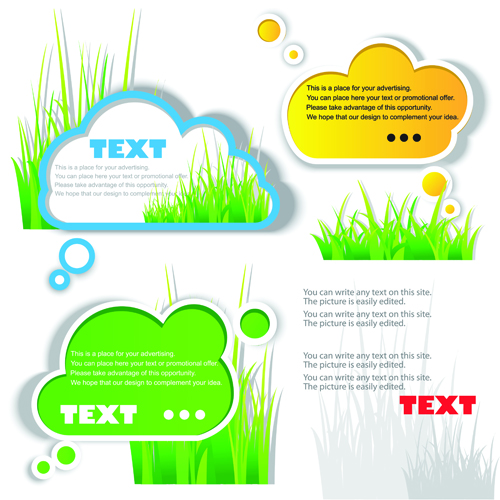 Green grass with cloud for text vector material 01 text material green grass cloud   