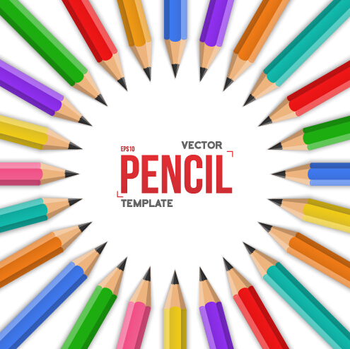 Vector colored pencil background template 05 template pencil colored background   