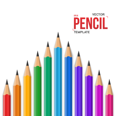 Vector colored pencil background template 03 template pencil colored background   
