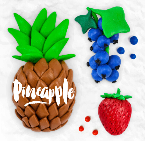 Funny plasticine fruits vector material 05 plasticine funny fruits   