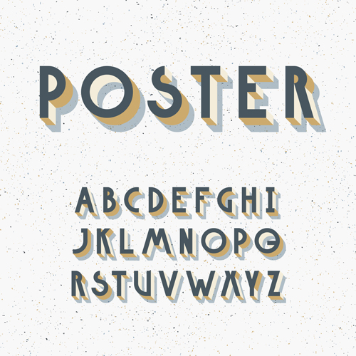 3D poster alphabets font vector 01 poster font alphabets   