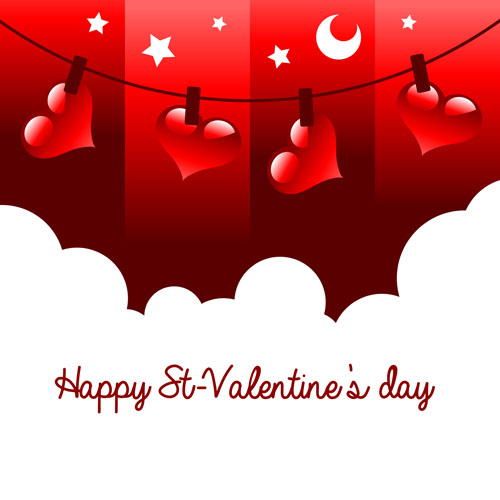 Heart with star and moon valentines day card vector valentines star moon heart day card and   