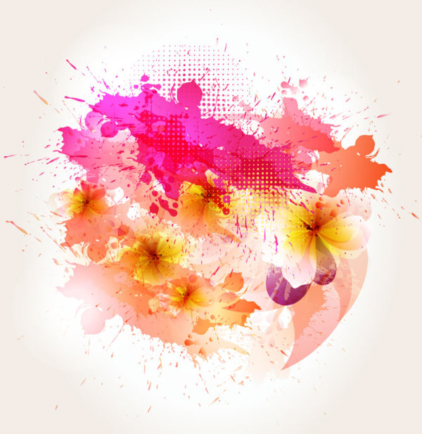 Splash color flower backgrounds vector 03 splash flower background flower color   