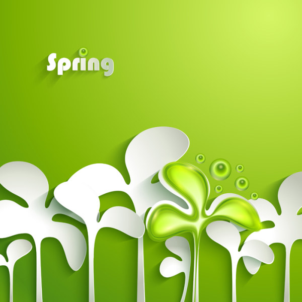 Paper cut spring elements background vector 01 spring paper cut elements element   