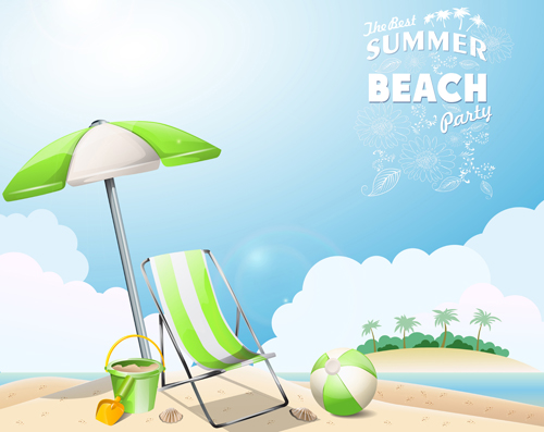 Travel summer beach background set vector 07 travel summer beach background   