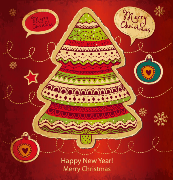 Cartoon Christmas new year cards vector 01 new year christmas cartoon cards card   