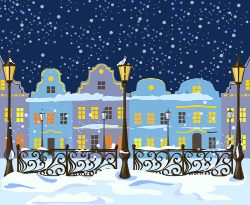 Winter city christmas background vector 03 winter city christmas background   