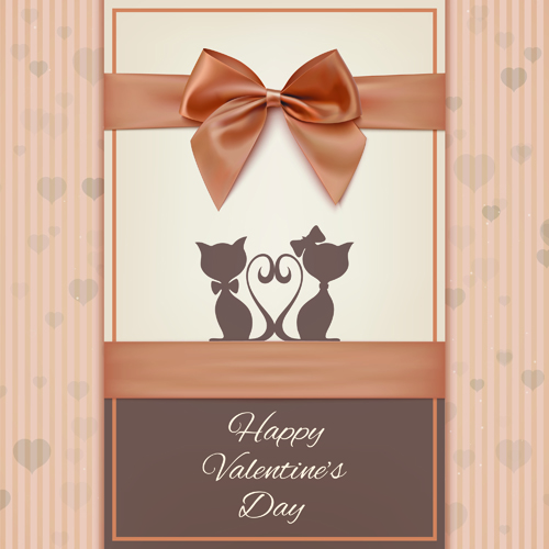 Valentines Day cards with ornate bow vector 03 valentines ornate cards bow   