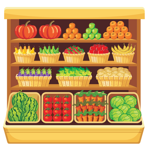 supermarket showcase and food vector set 05 supermarket showcase food 2015   