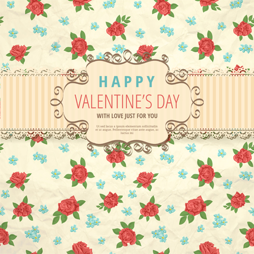 Flower with Valentine day background vector Valentine day Valentine flower   