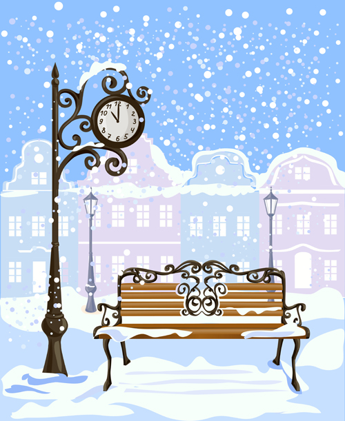 Winter city christmas background vector 04 winter city christmas background   