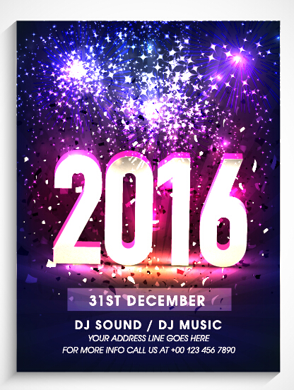 New year 2016 party flyer vector material 09 year party new material flyer 2016   