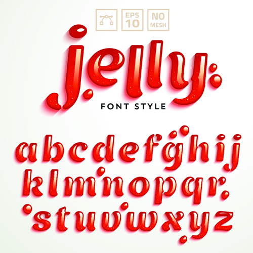 Red jelly alphabets vectors material jelly design alphabet   