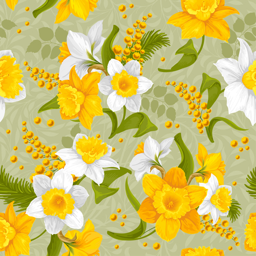 Bright flowers design vector seamless pattern 02 seamless pattern flowers bright   