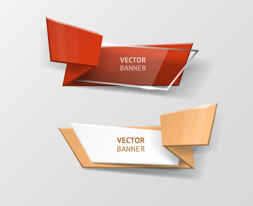 Glass with origami business banners vector 01 origami glass business banners   