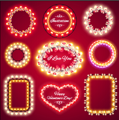 Valentines Day light frames vector set 02 valentines light frames   