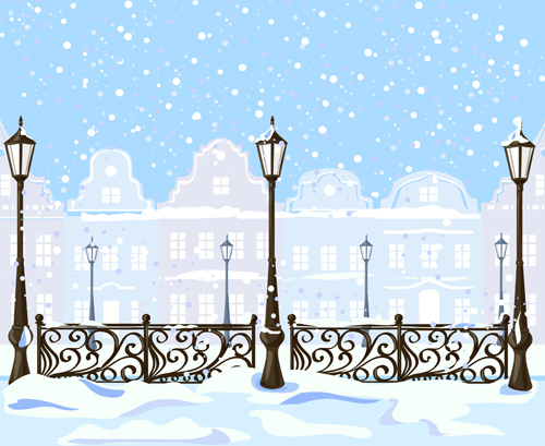 Winter city christmas background vector 02 winter city christmas background   