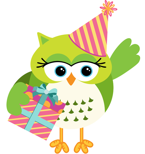 Owl with birthday gift box vector owl gift box birthday   