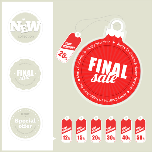 Different Christmas sale tags elements vector 01 tags sale elements element christmas   