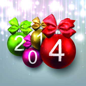 2014 with color christmas balls design vector 02 christmas balls 2014   