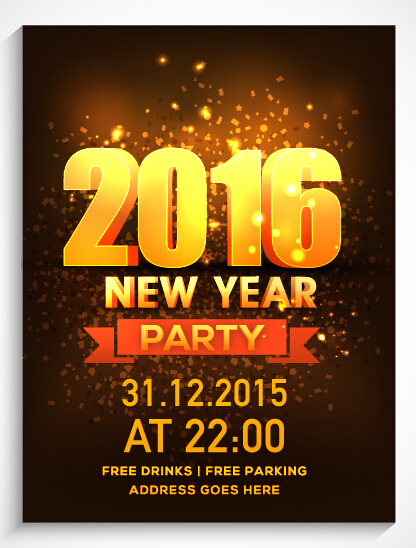 New year 2016 party flyer vector material 03 year party new material flyer 2016   