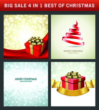 Christmas background 4 in 1 vector set 01 christmas background   