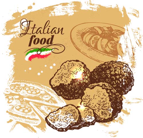 Hand drawn Italian food design vector material 02 material italian hand food drawn design   