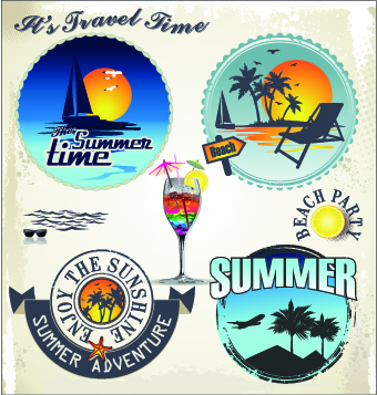 Summer vacation travel labels with logos vector 02 vacation travel summer logos logo labels label   