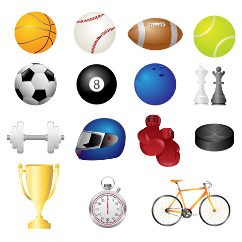 Different sports equipment vector icons 02 sports equipment sports icons equipment different   