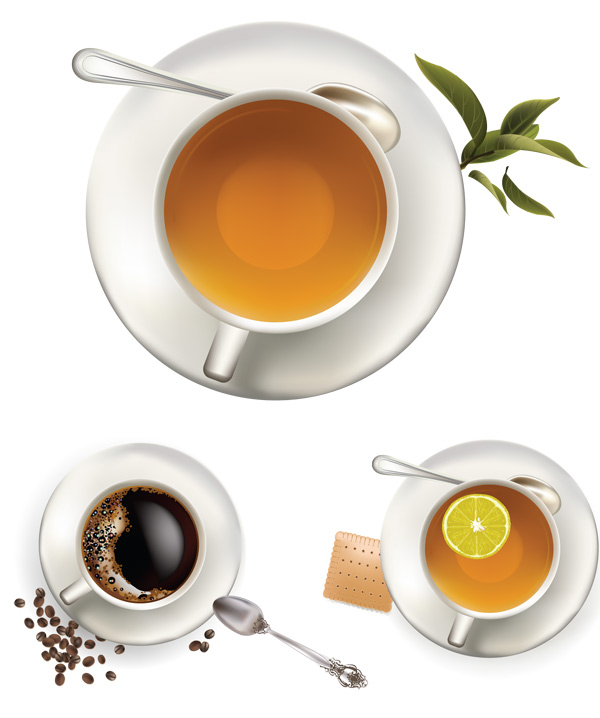 Leisure coffee and tea vector tea small spoon lemon drinks coffee   