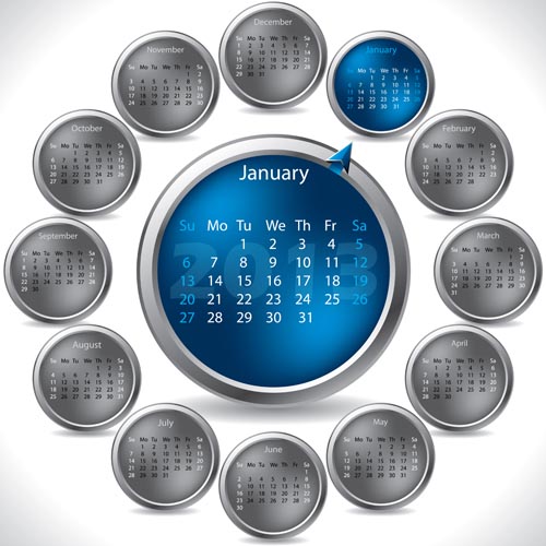 Elements of Calendar grid 2013 design vector set 12 grid elements element calendar 2013   
