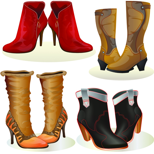 Boots design material vector set 05 design material boots   