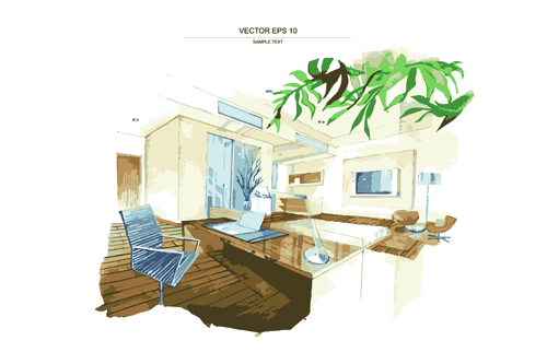 Creative Interior sketch design vector 04 sketch interior creative   