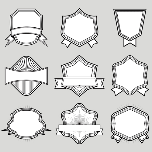 Black with white blank labels vector set 03 white labels blank black   