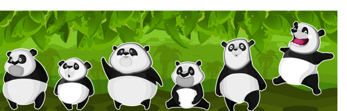 Set of funny animals vector 02 (Panda) panda funny animals   