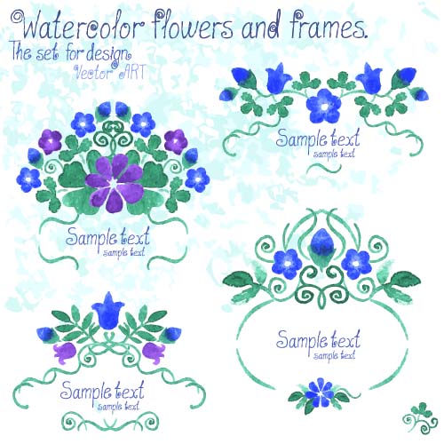 Watercolor flower with frames vector 04 watercolor frames flower   