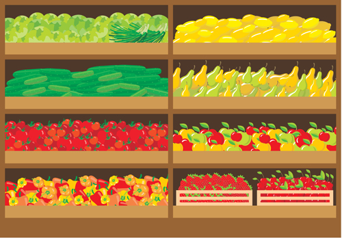 supermarket showcase and food vector set 02 supermarket showcase food 2015   