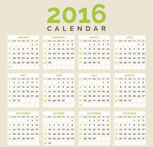 Simple 2016 Calendar design vectors simple design calendar 2016   